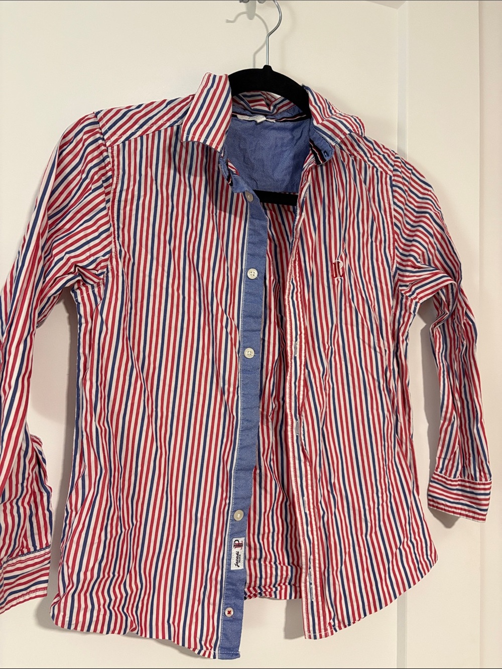 Jacadi Red and Blue Striped Button-Down Shirt